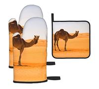 Lot de 3 gants de cuisine anti-brûlure Couleur chameau