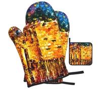 Lot de 3 gants de cuisine modernes et maniques imprimés juifs de Jérusalem, résistants à la chaleur, pour la cuisine, la pâtisserie, les grillades