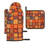 Lot de 3 gants de four et maniques antidérapants, gants de four à micro-ondes, gants de cuisine et maniques de cuisinier, gants de cuisson au four, grillades, barbecue