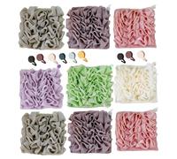 Lot de 3 gants de toilette en Loofah avec pochette à savon, éponge bain exfoliante avec cordon serrage double face pour un nettoyage en profondeur et une peau lisse (6 couleurs)