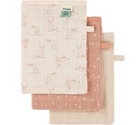 Lot de 3 gants de toilette en mousseline Rosy Rabbit