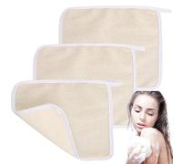 Lot de 3 gants de toilette exfoliants, débarbouillettes pour le visage et le corps, serviette en nylon tissé avec boucle suspension, 10, 24 x 8, 66 cm, épurateur corporel massage pour femmes et h