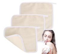 Lot de 3 gants de toilette exfoliants, débarbouillettes pour le visage et le corps, serviette en nylon tissé avec boucle suspension, 10, 24 x 8, 66 cm, épurateur corporel massage pour femmes et