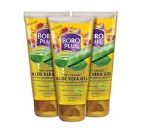 Lot de 3 gels d'aloe vera avec Haldi, Chandan et Kesar Riche en vitamine E et herbes antiseptiques anti-âge sans parabènes, silicones et colorants synthétiques 450 ml Lot de 3 150 ml chacun