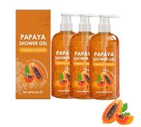 Lot de 3 gels douche naturels à la papaye aux extraits de plantes pour l'hydratation - Lessive corporelle légère et hydratante - Nettoyage doux et parfum rafraîchissant - Crée une mousse soyeuse