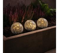 Lot de 3 Globes Solaires à Piquet en Verre Craquelé