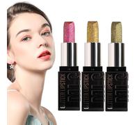 Lot de 3 gloss à lèvres pailletés - Rouge à lèvres tendance - Pour la Saint-Valentin, les vacances, les fêtes ainsi que les fêtes, pour les femmes et les filles - Pour les voyages, le bureau, la