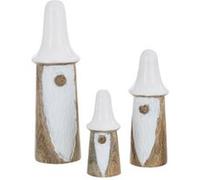 Lot de 3 Gnomes "Champignons" 25cm Naturel & Blanc G