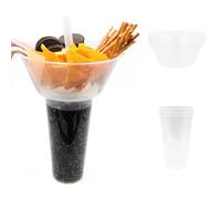 Lot de 3 gobelets à collation 2 en 1 avec bol à collation et gobelet réutilisables 500 ml - Gobelets de fête avec paille pour chips, popcorn, bonbons et bien plus encore - Gobelets à emporter pour les