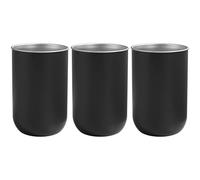 Lot de 3 gobelets de salle de bain en métal - 350 ml - En acier inoxydable - Design moderne - Qualité facile à nettoyer - Finition noire mate - Pour salle de bain
