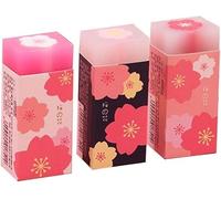 Lot de 3 gommes en caoutchouc rose avec fleurs de cerisier Sakura Petal Sketch Peinture Crayon Outil de correction École Bureau Papeterie Fournitures standard Gommes à crayons et produits de