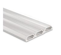 Lot de 3 goulottes Autocollantes rectangulaires de 1 m pour 2 câbles, à Peindre, en PVC, pour Mur, Plafond ou Sol, Blanc