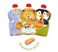 Lot de 3 Gourdes Réutilisables 130ml | Collection Carnaval | Pour Bébé, Enfant et Adulte | Compotes, Purées, et Smoothies | Étanches, Durables et Écologique | Fabriquées en Suisse et France | Squiz