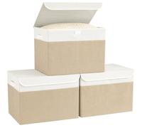 Lot De 3 Grandes Boîtes De Rangement Pliables En Tissu Avec Couvercles Et Poignées Pour Vêtements, Jouets, Armoire, Chambre À[F43]