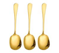 Lot de 3 grandes cuillères de service de buffet en acier inoxydable doré avec long manche (21,7 x 6 cm), passent au lave-vaisselle, grandes cuillères pour cuisine, restaurant, buffet, banquet