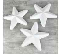 Lot de 3 Grandes étoiles polystyrène 20 cm, décoration 3D hivernale à customiser