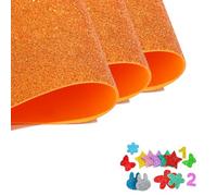 Lot de 3 grandes feuilles de mousse à paillettes orange de 40 cm x 60 cm | Papier scintillant pour décoration de tableau d'affichage, travaux manuels de Noël, bricolage de salle de t