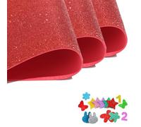 Lot de 3 grandes feuilles de mousse à paillettes rouges de 40 cm x 60 cm | Papier scintillant pour décoration de tableau d'affichage, travaux manuels de Noël, décoration de salle de t de