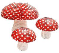 Lot De 3 Grandes Lanternes En Papier En Forme De Champignon, À Suspendre, Thème Forêt, Jungle, Pays Des Merveilles, Fête D'anniversaire, 3d