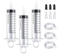 Lot de 3 grandes seringues de 100 ml avec tuyau pour laboratoires scientifiques sans aiguille pour le remplissage et la mesure de l'huile, applicateur de colle pour liquides, alimentation des animaux