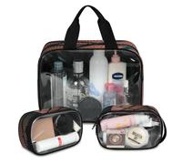 Lot de 3 grandes trousses de maquillage de voyage translucides à motif de basket-ball pour homme et femme, grande trousse de toilette pour douche, articles de toilette, couleur, L, Trousse de