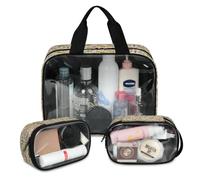 Lot de 3 grandes trousses de maquillage de voyage translucides avec dinosaures mignons pour homme et femme, grande trousse de toilette pour douche, articles de toilette, couleur, L, Trousse de