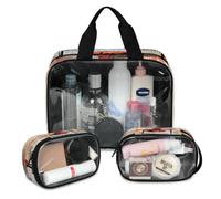 Lot de 3 grandes trousses de maquillage de voyage translucides avec impression sport de basket-ball pour homme et femme, grande pochette de douche, trousse de toilette, organisateur d'articles de