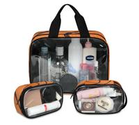 Lot de 3 grandes trousses de maquillage de voyage translucides avec imprimé basket-ball pour homme et femme, grande pochette de douche, trousse de toilette, organisateur d'articles de toilette,