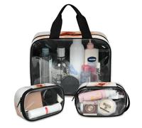 Lot de 3 grandes trousses de maquillage de voyage translucides avec imprimé joueur de basket-ball pour homme et femme, couleur, L, Trousse de maquillage