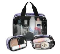 Lot de 3 grandes trousses de maquillage de voyage translucides en forme de cloche pour homme et femme, grande trousse de toilette pour douche, articles de toilette, couleur, L, Trousse de maquillage