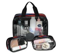Lot de 3 grandes trousses de maquillage de voyage translucides pour homme et femme, motif poissons combattants d'animaux, couleur, L, Trousse de maquillage