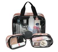 Lot de 3 grandes trousses de maquillage translucides avec ballon de basket-ball pour homme et femme, grande trousse de toilette pour douche, articles de toilette, couleur, L, Trousse de maquillage