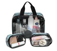 Lot de 3 grandes trousses de maquillage translucides avec imprimé pingouin Merry Christmas pour homme et femme, grande trousse de toilette pour douche, articles de toilette, couleur, L, Trousse de