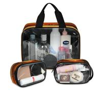 Lot de 3 grandes trousses de maquillage translucides en forme de pyramides d'Égypte pour homme et femme, grande trousse de toilette pour douche, articles de toilette, couleur, L, Trousse de maquillage