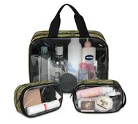 Lot de 3 grandes trousses de maquillage translucides en forme de voiture vintage pour homme et femme - Grande trousse de toilette, couleur, L, Trousse de maquillage