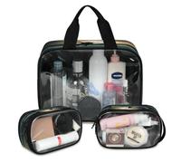 Lot de 3 grandes trousses de maquillage translucides pour homme et femme, motif joueur de basket-ball, galaxie 3D, trousse de toilette, trousse de toilette, couleur, L, Trousse de maquillage