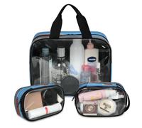 Lot de 3 grandes trousses de maquillage translucides pour homme et femme - Volley Ball - Grande trousse de toilette pour la douche et le lavage, couleur, L, Trousse de maquillage