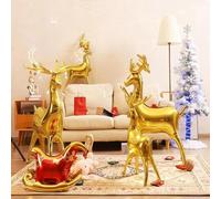 Lot de 3 grands ballons de Noël en aluminium Mylar pour décorations de fête de Noël, Nouvel An, Père Noël, bonhomme de neige et sapin de Noël (élan-doré)