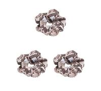 Lot de 3 grands chouchous extensibles et réglables pour queue de cheval - Accessoires pour femme - Multicolore - Serpent gris