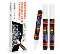 Lot De 3 Grands Marqueurs De Peinture Acrylique De Grande Capacité, Pour Loisirs Créatifs Sur Verre, Roche, Bois, ?uf, Pierre, Métal