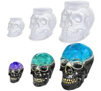 Lot de 3 grands moules en forme de tête de mort, moules en silicone 3D en forme de tête de mort en résine époxy, moules flexibles en silicone transparent en forme de tête de mort, fabrication de