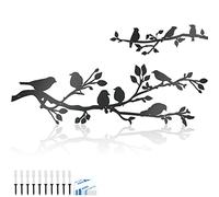 Lot de 3 grands oiseaux en métal - Giyiprpi sur branche - Sculpture de silhouette - Décoration à suspendre pour balcon, jardin, intérieur et extérieur - 43,2 x 30,5 cm - Noir