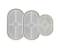 Lot de 3 grands petits plateaux ovales en silicone pour fabrication de bijoux en résine époxy, cendrier, pot de fleurs, béton