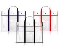 Lot de 3 grands portefeuilles d'art, sac de rangement de 80 x 64,8 cm, en vinyle transparent, sac d'art avec sangle de couleur noire, bleue et rouge, organisation des enseignants pour salle de classe,