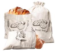 Lot de 3 grands sacs à pain pour pain fait maison, 50,8 x 35,6 cm, avec doublure en plastique, réutilisables, pour le stockage du pain au levain et du pain fait maison (3)
