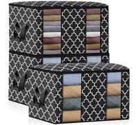 Lot de 3 grands sacs de rangement pliables de 100 L avec fenêtre transparente, poignée renforcée, fermeture éclair robuste,noir