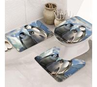 Lot de 3 grands tapis de salle de bain Antarctique avec couvercle de toilette, tapis de toilette en forme de U et tapis de bain absorbant en microfibre, séchage rapide, lavable en machine