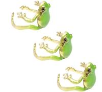 Lot de 3 grenouilles | Dernière grenouille à feuilles caduques | Jolis anneaux grenouille réglables | Jolis anneaux grenouille pour femme | Anneaux ouverts en résine grenouille | Manchettes d'oreilles
