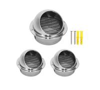 Lot de 3 grilles d'aération murales rondes for hotte de séchage, extracteur externe, ventilation(60 mm/2.4 in)