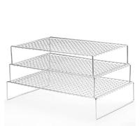 Lot de 3 grilles de refroidissement en acier inoxydable avec trois couches pour gâteaux, barbecue, utilisation du filet de barbecue, conçue pour durer et économiser de l'espace de rangement empilable